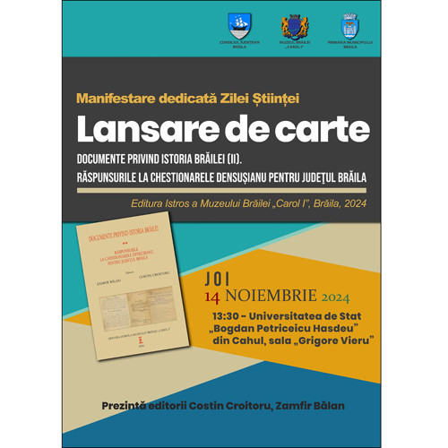 Lansarea volumelor despre istoria Brailei și unelte preistorice, la Cahul