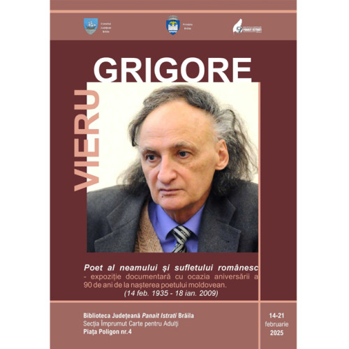 Expoziție dedicată lui Grigore Vieru la Biblioteca Județeană "Panait Istrati" din Brăila