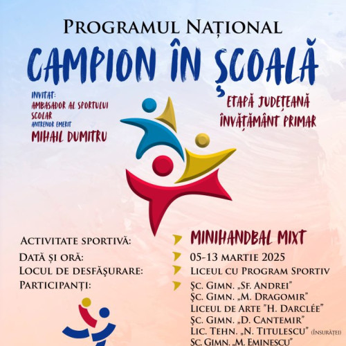 Agenția Națională pentru Sport organizează competiția &quot;Campion în Școală&quot;