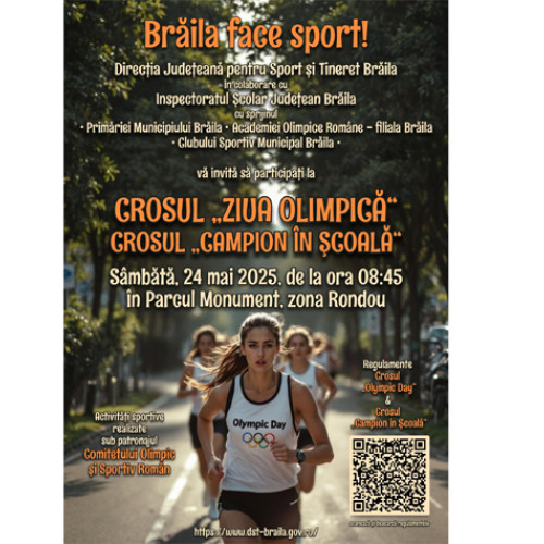 brailenii pot participa la crosurile &quot;Campion în Școală&quot; și &quot;Ziua Olimpică&quot; pe 24 mai 2025