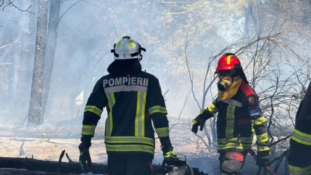 Video&Foto Pompierii români trimiși în Franţa acţionează cu toate mijloacele tehnice pentru stingerea unui incendiu