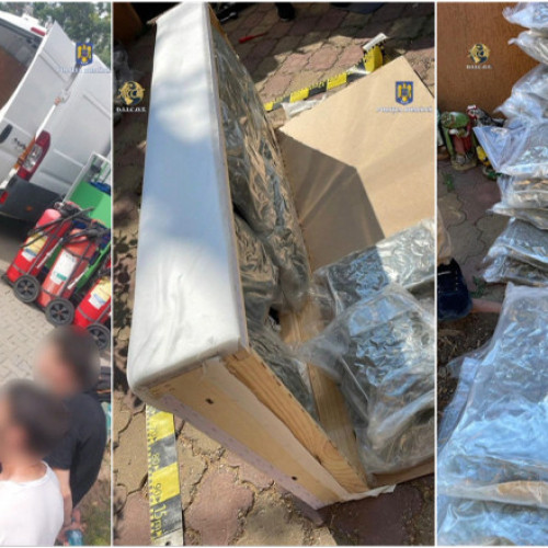 Video Droguri ascunse într-o canapea. Doi tineri din Teleorman, prinși în flagrant cu 53 kg de canabis în Capitală