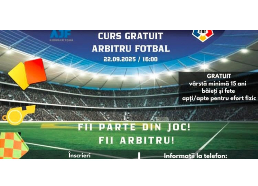 Școală gratuită de formare a arbitrilor de fotbal
