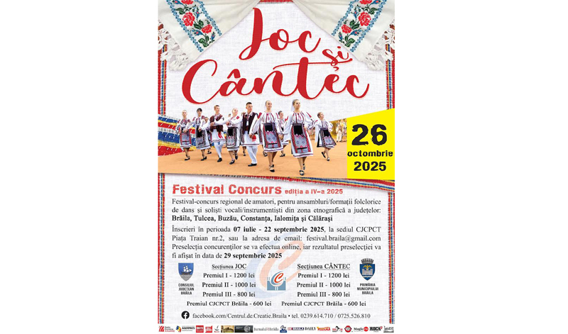 Festivalul „Joc și cântec” aduce la Brăila talentele amatorilor de folclor