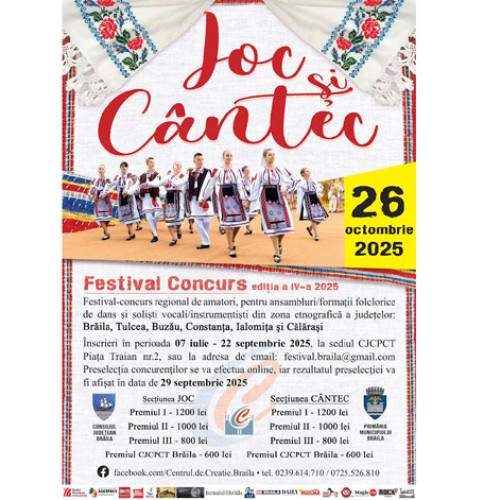 Festivalul „Joc și cântec” aduce la Brăila talentele amatorilor de folclor