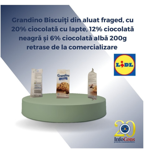 Lidl recheamă biscuiții "Grandino" de pe piață din cauza posibilelor corpuri străine metalice