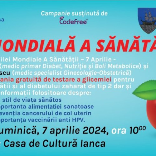 Specialisti medicali in Ianca pentru testarea glicemiei si prevenirea diabetului si a cancerului de col uterin de Ziua Mondiala a Sanatatii!" 5 aprilie 2024